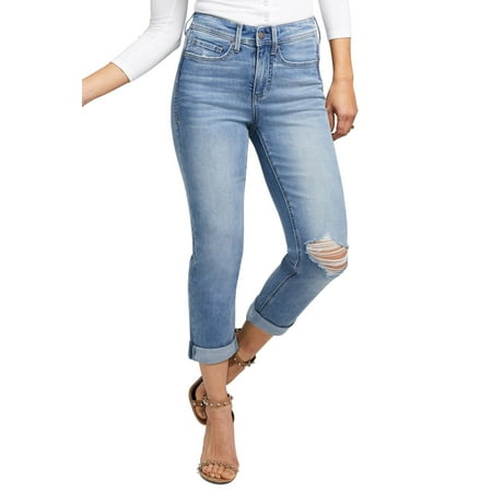 Curves By NYDJ Blue 28X27 Stretch Slim Straight Crop Jeans $99 (Best Stretch Jeans For Curves)