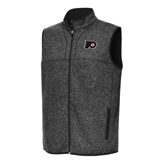 Men's Antigua Heather Black Philadelphia Flyers Fortune Full-Zip Vest