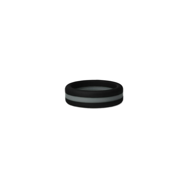 Lifebeats - Black and Grey Striped Silicone Ring Size 13 - Walmart.com ...