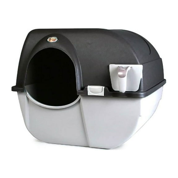 Omega Paw Roll 'N Clean Self Cleaning Covered Cat Kitten Litter Box, Regular