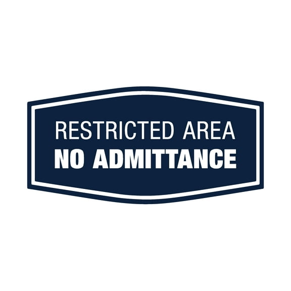 Signs ByLITA Fancy Restricted Area No Admittance Sign (Navy Blue / White) - Large