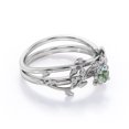 thumbnail image 3 of JeenMata Botanical Design 0.50 Carat Round Shape Natural Scenic Moss Green Agate Solitaire Wedding Ring Set in 18K White Gold Plating over Silver, 3 of 7