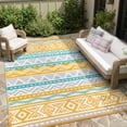 thumbnail image 3 of Moynesa Outdoor Rug Waterproof, 6'x9' Lightweight Plastic Straw Rug for Camping RV, Reversible Outside Carpet for Patio Deck Porch Balcony Picnic Tent, Blue/Yellow, 3 of 11