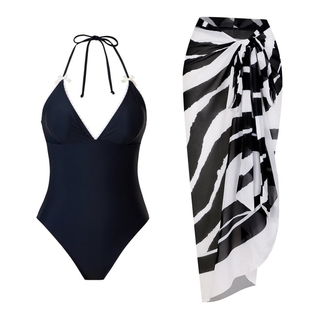 Trajes de baño tankini para mujer Traje de baño estampado diario para mujer Traje de baño conservador de cuerpo unido Conjunto de dos piezas con falda de playa estampada
