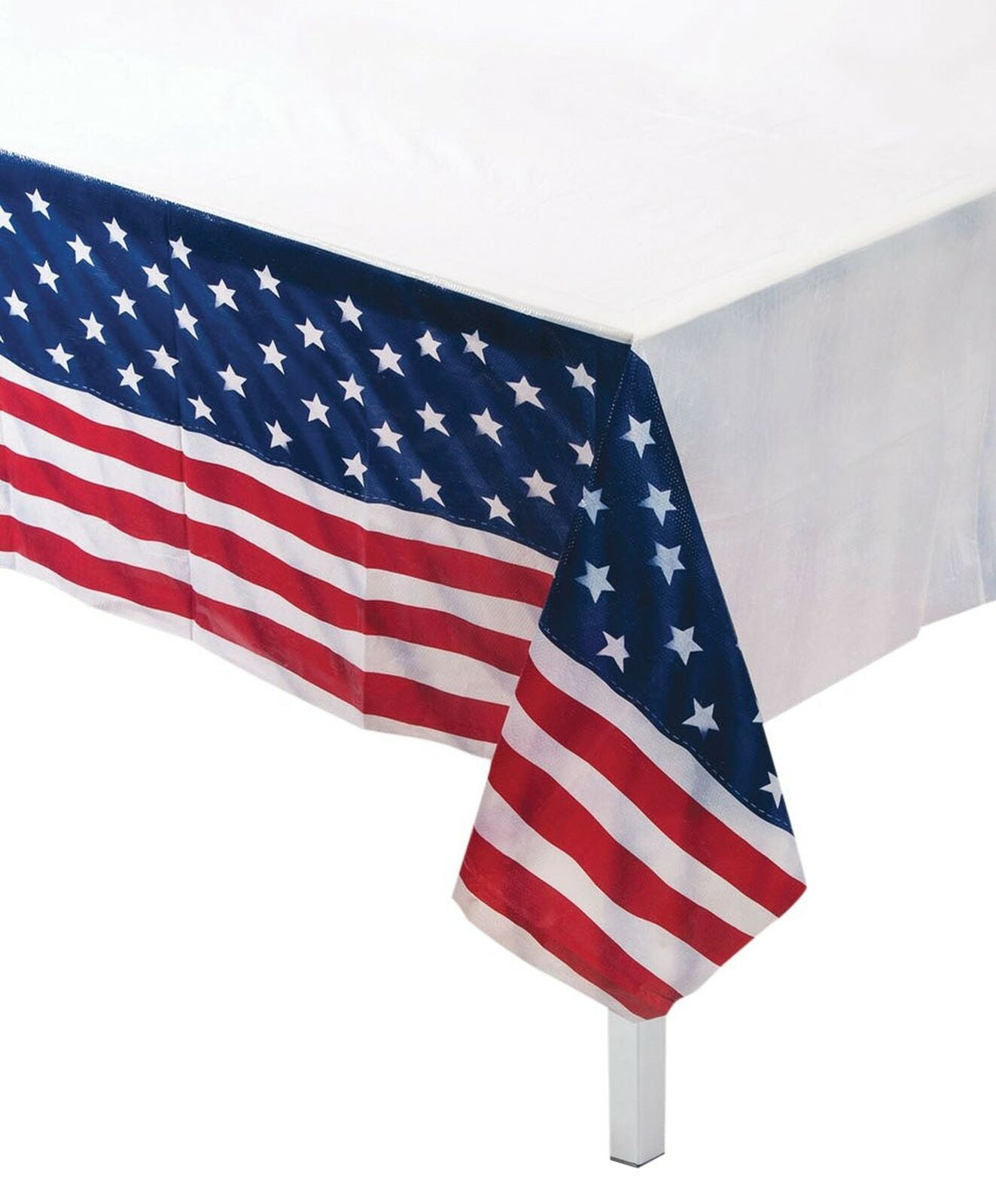 Celebrate Americana Patriotic USA Flag Fabric Tablecloth 60” X 84” Oblong 