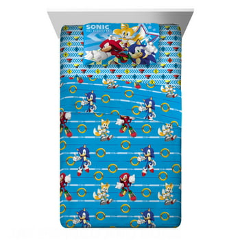 Sonic the Hedgehog Kids Full Sheet Set, Gaming Bedding, Blue, Sega