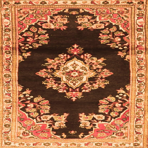 Ahgly Company Indoor Square Medallion Orange Traditional Area Rugs, 7' Square
