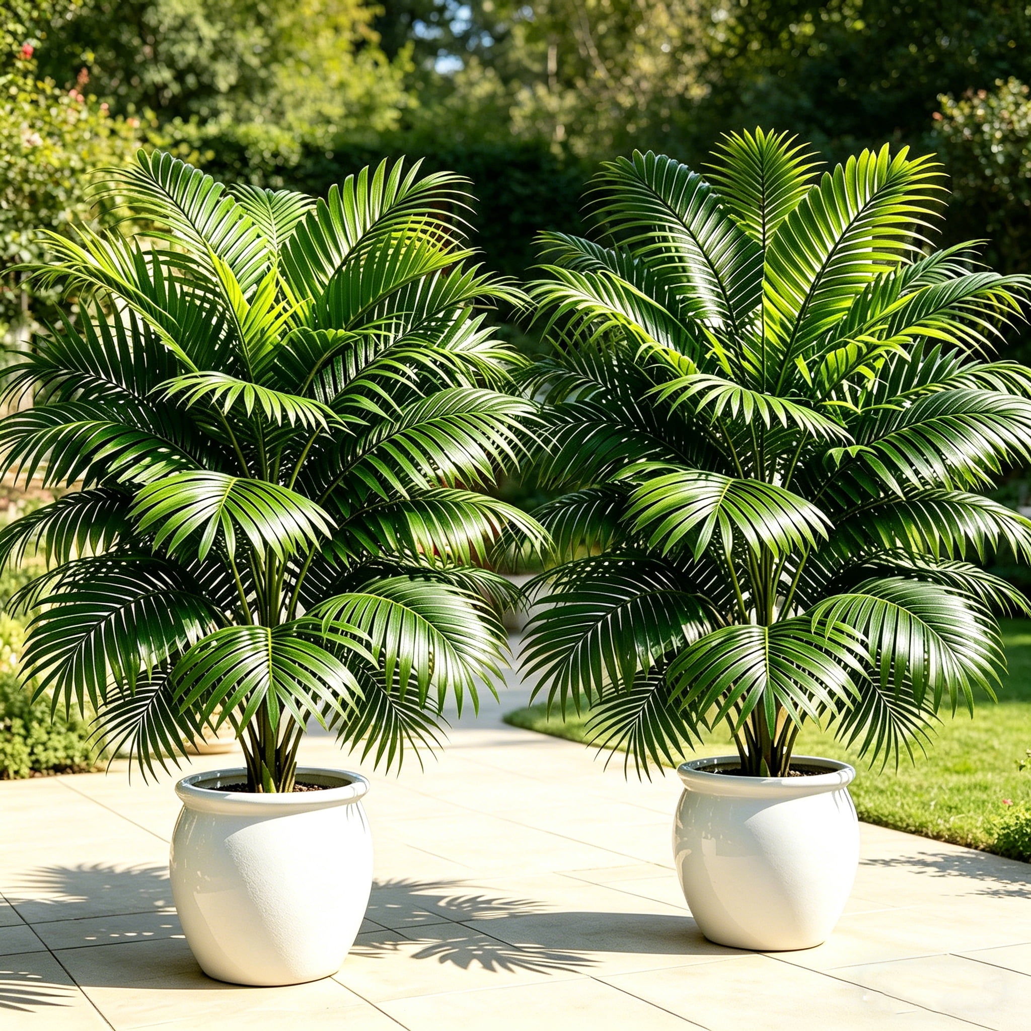 2 Pack 35.4in Artificial Palm Tree, 90cm Fake Areca Palm Plant for Indoor Outdoor Home Decor