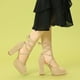 thumbnail image 2 of Zapatos de tacón grueso Allegra K con tiras y plataforma con cordones para mujer Beige EE. UU. 8, 2 of 7