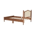 thumbnail image 6 of Full Bed Frame, Wood Platform Bed Frame with Natural Rattan Headboard, French style Vintage Bed Frames with Wooden Slat Support, Walnut, 6 of 9