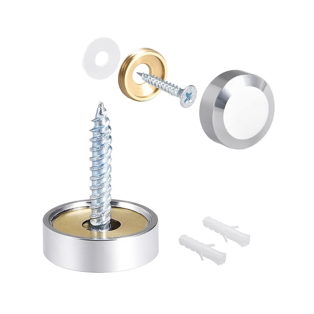 Tornillos de espejo de 18 mm, tapa decorativa, clavos de acero inoxidable pulido, paquete de 2