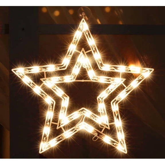14" 50 Lighted Star Christmas Window Silhouette Decoration Lights for Christmas,Party,Home,Patio Lawn,Garden