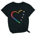 thumbnail image 1 of AherBiu T-Shirts de la Saint-Valentin pour Femmes, Col Rond Imprimé, Manches Courtes, Hauts d'Été, T-Shirts Basiques Confortables, 1 of 3
