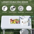 thumbnail image 3 of 42.5" Fish Cleaning Table with Dual Sink, Portable Folding Camping Table with Foldable Extension Stand, Faucet, Sprayer, Grid Rack, Hose Hook Up & Knife Groove, Outdoor Sink Station for Picnic, 3 of 16