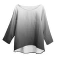 thumbnail image 4 of AKOEE Linen 3/4 Sleeve Tops for Women T-Shirts Graphic Casual Loose Round Neck Tshirts Spring Summer Fall Tees (XL, Black), 4 of 8