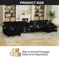 thumbnail image 2 of Wiilayok 163.2" U Shaped Sectional Sofa,Velvet Cloud Modular Sectional Sofa Couch Set with Double Chaise,Central Console,Cup Holder for Living Room,Black, 2 of 8
