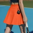 thumbnail image 5 of WTOBBY Women's High Waist Athletic Skirt Solid Color Short Skirt with Built-in Shorts Yoga Skirt Casual Pleated Tennis Skirt for Sports and Workout,Orange S, 5 of 5