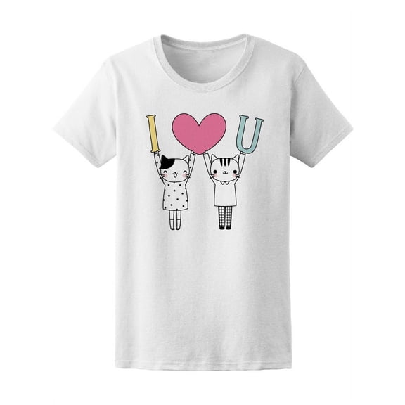 I Love You Cute Cats Couple Tee Women's -Image by Shutterstock