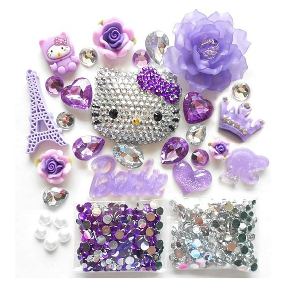 DIY 3D Blinged Out Kitty Inspired Cell Phone Case Resin Cabochons Deco Kit/Set