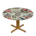 thumbnail image 3 of JEUXUS Spring Summer Floral Round Tablecloth 60 Inch Vintage Flower Butterfly Bird Table Cloth Elegant Rustic Farmhouse Polyester Table Cover Round Outdoor Tablecloth Decorative, 3 of 7