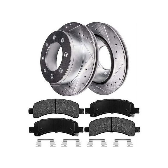 Rear Brake Pad and Rotor Kit - Compatible with 2003 - 2020 Chevy Express 3500 Cutaway Van 2004 2005 2006 2007 2008 2009 2010 2011 2012 2013 2014 2015 2016 2017 2018 2019