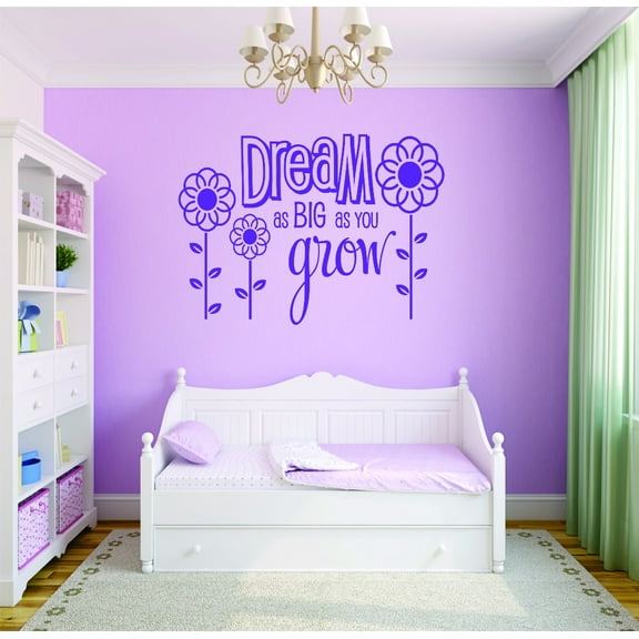 Wall Design Pieces Dream As Big As You Grow Flower Design Baby Girl 16x24 Inches
