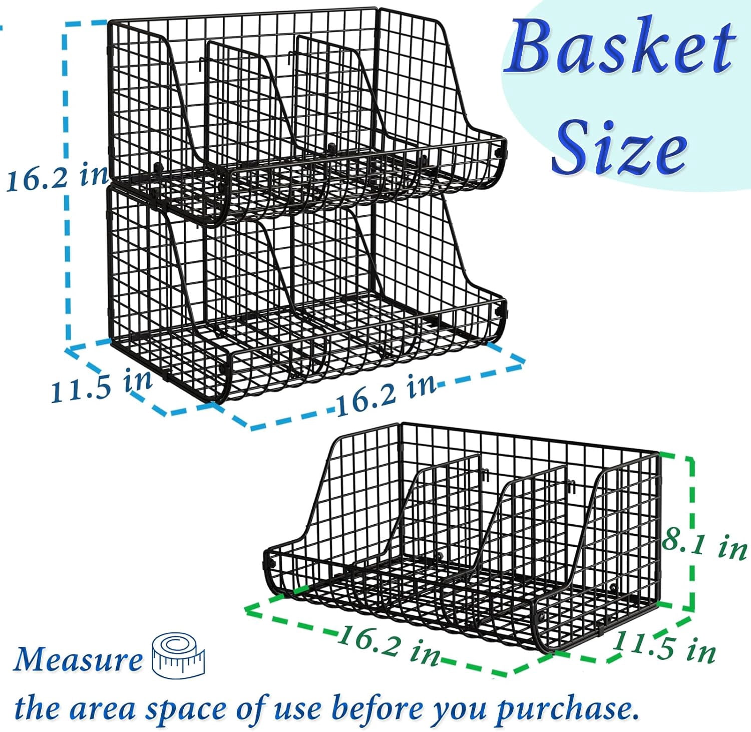 X-COSRACK 2-Pack Stackable Can Organizer for Pantry, Foldable Metal Wire Soda Dispenser with Adjustable Dividers, Black