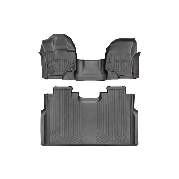 WeatherTech Custom Fit FloorLiners compatible with 2015-2020 Ford F-150 - 1st Row Over-The-Hump & 2nd Row, Black