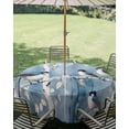 thumbnail image 3 of Outdoor Tablecloth with Umbrella Hole Zipper Teal Oil Painting Forest Round Tablecloth 54" Waterproof Outside Table Cloth Vintage Birds Farmhouse Patio Table Cover Tablecloths for Picnic Party, 3 of 8