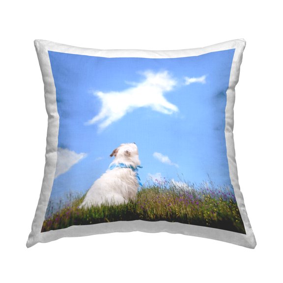 Stupell Industries Dog Watching Clouds in Sky Square Decorative Printed Throw Pillow, 18 x 18