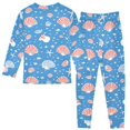 thumbnail image 2 of Red White Shell Star Pattern Cotton Pajamas 2 Piece Set Sleepwear Soft and Comfortable Homewear Nightwear, 2 of 7