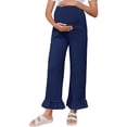 thumbnail image 5 of Solid Color Pregnancy Maternity Women Flared Wide Leg Casual Pants, 5 of 6