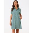 thumbnail image 3 of Vestido camisero de algodón Allegra K Menta Verde S, 3 of 5