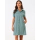 thumbnail image 3 of Vestido camisero de algodón Allegra K Menta Verde S, 3 of 5