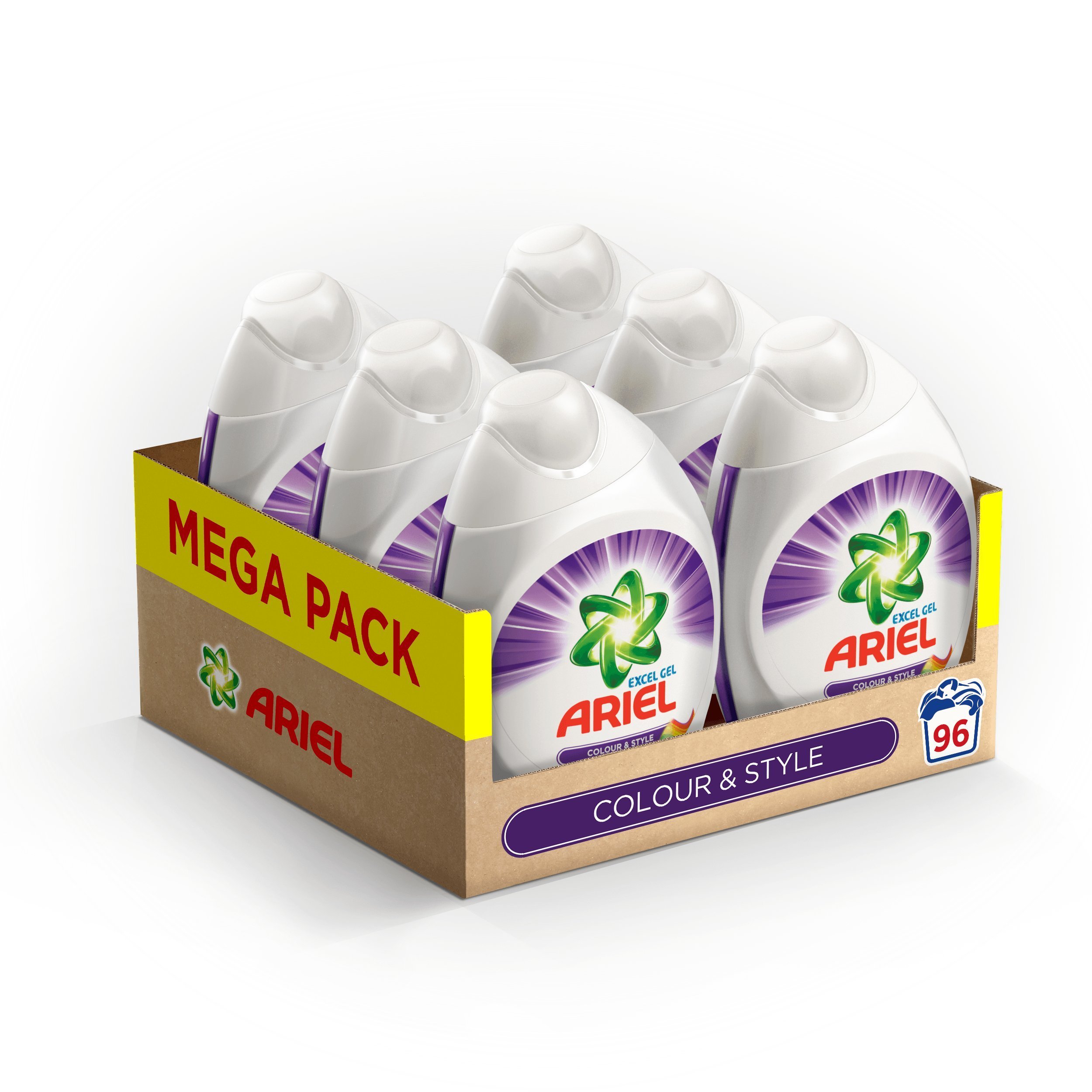 Ariel Excel Gel Colour Laundry Detergent 16 Washes (Pack of 6, Total 96 Washes) Sold & Shipped