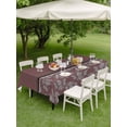 thumbnail image 3 of Outdoor Tablecloth with Umbrella Hole and Zipper, Boho Red Brown Flower Rectangle Table Cloth 60x120 Inch Waterproof Tablecloth, Abstract Bohemia Pesley Floral Picnic Table Cover for Patio Camping, 3 of 7