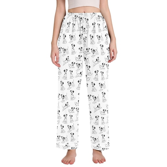 joogoo Women Dalmatian Cute Pattern Pajamas Pants Lounge Bottoms Pjs with Pockets M