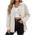 thumbnail image 3 of Button Down Shirt for Women Solid Color Corduroy Shirt Oversized Lapel Top with Front Pockets for Layering, 3 of 7