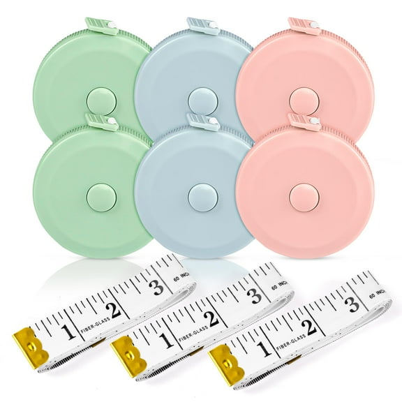 Genreen 6 Packs Retractable Tape Measure, 3 PCS Soft Measuring Tape for Body Measurements, 60-Inch Dual Sided Sewing Tape for Craft Fabric Cloth Sewing Tailor Weight Loss Body