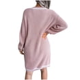 thumbnail image 4 of Gspmoly Robes d'Été pour Femmes, Mode Femme Décontractée Ample Couleur Unie Robe Chandail en Tricot à Col en V Robes de Soirée pour Femmes Liquidation, 4 of 6
