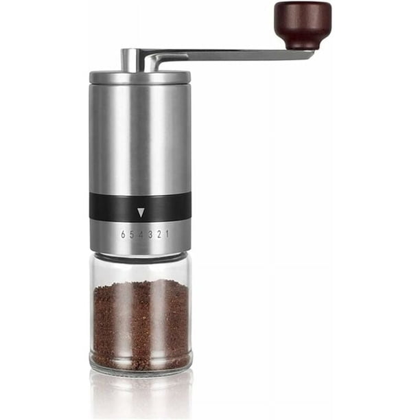 Molinillo de café manual portátil con manivela, muelas de cerámica para un funcionamiento silencioso, molienda uniforme para espresso y prensa francesa (aluminio aeroespacial, acero inoxidable