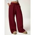 thumbnail image 5 of Women'S Wide Leg Sweatpants Baggy Drawstring High Waisted Joggers Lounge Sweat Pants with Pockets Red XS, 5 of 9