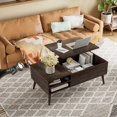 thumbnail image 3 of Vineego Wood Lift Top Coffee Table with Hidden Compartment and Adjustable Storage Shelf,Brown, 3 of 7
