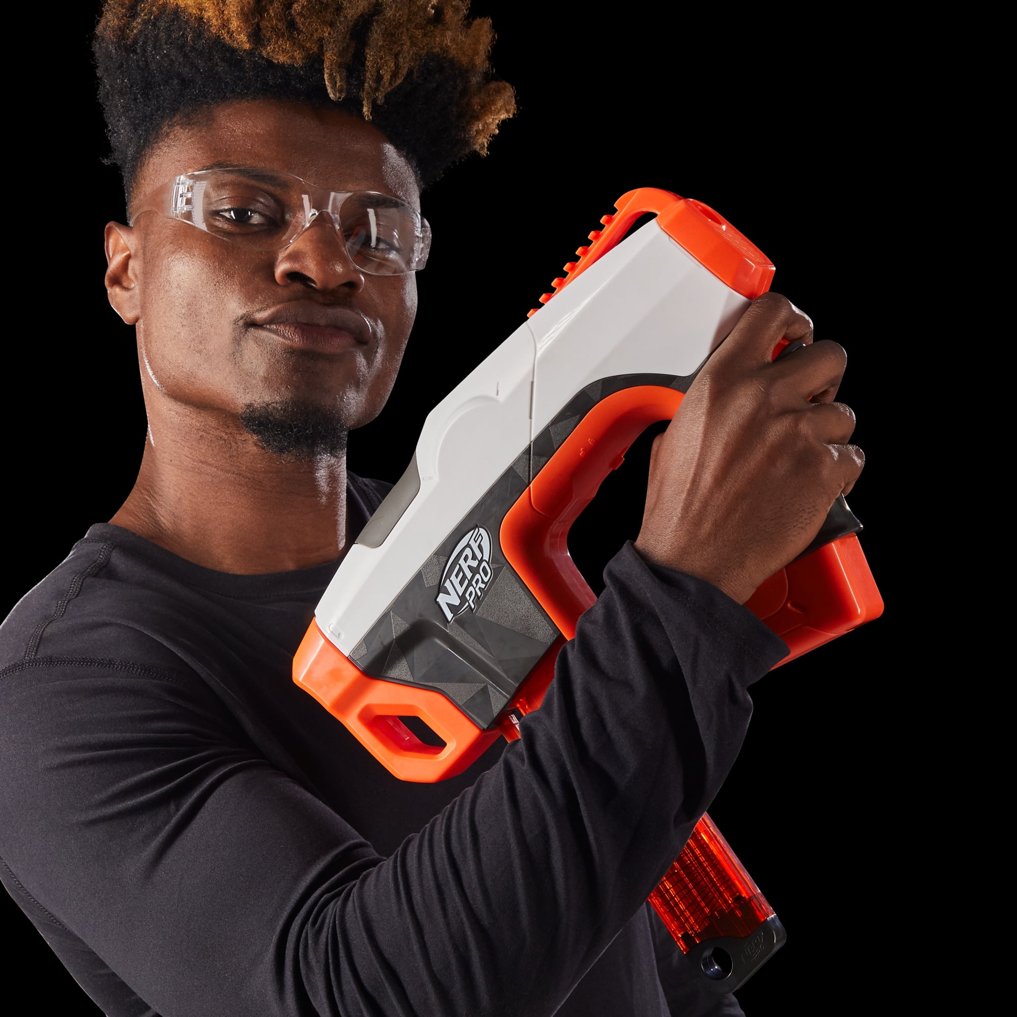 Nerf Pro Sender Half-Length Semi Auto Dart Blaster, 30 Nerf Pro Half-Length Darts, Magazine, 14+