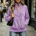 thumbnail image 2 of Tqcoqu Women's Corduroy Buttoned Stand Collar Sweatshirt,Oversized Long Sleeve Casual Tops with Kangaroo Pocket,2026 Fall WinterTrendy Clothes,Purple Women's S-XXL, 2 of 9