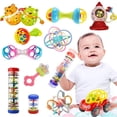 thumbnail image 1 of Juegos de sonajero para bebés juguetes sensoriales para bebés de 0 12 meses 1 año bola giratoria agarre desarrollo de actividades juguetes de dentición de silicona, 1 of 4