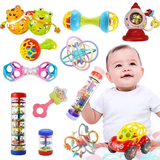 Juegos de sonajero para bebés juguetes sensoriales para bebés de 0 12 meses 1 año bola giratoria agarre desarrollo de actividades juguetes de dentición de silicona