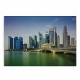 thumbnail image 1 of Singapore Cutting Board, Real Life Image of Cityscape Business District Bridge over the Lake Picture Print, Decorative Tempered Glass Cutting and Serving Board, in 3 Sizes, by Ambesonne, 1 of 2