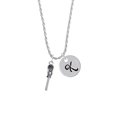 thumbnail image 2 of Delight Jewelry Silvertone 3-D Lacrosse Stick and Ball Silvertone Script Initial Disc - K - Charm Necklace, 20"+3", 2 of 4