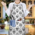 thumbnail image 6 of White Floral Skull Pattern Apron-Garden Aprons for Women with Pockets-Cotton Linen Waterproof Kitchen Cooking Gardening Aprons Adjustable for Kitchen,Cooking,BBQ and Salon 33x27 Inch, 6 of 7